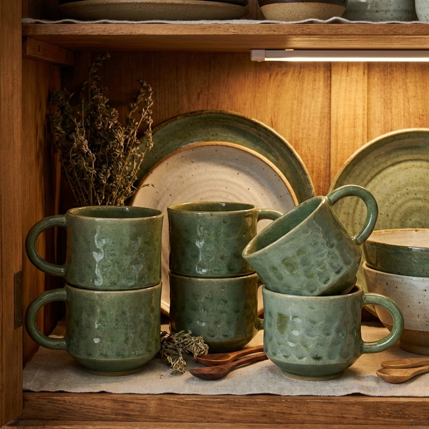 Pinched Barrel tea cups (pair)