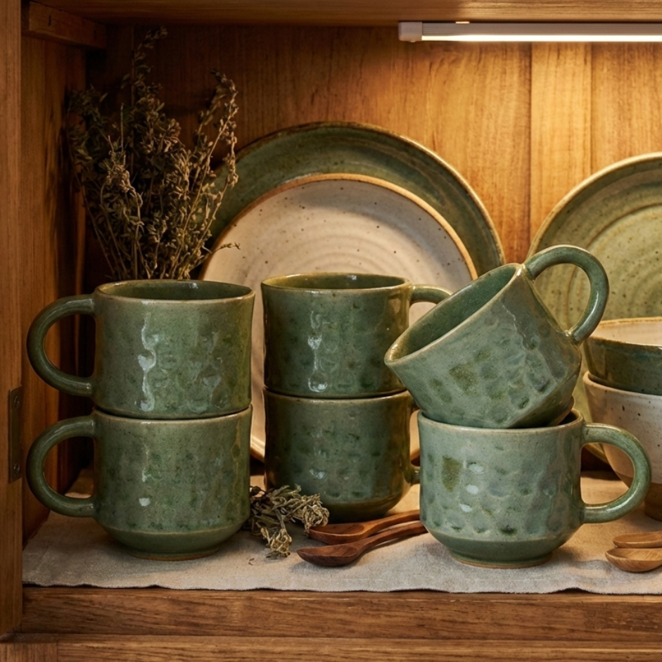 Pinched Barrel tea cups (pair)