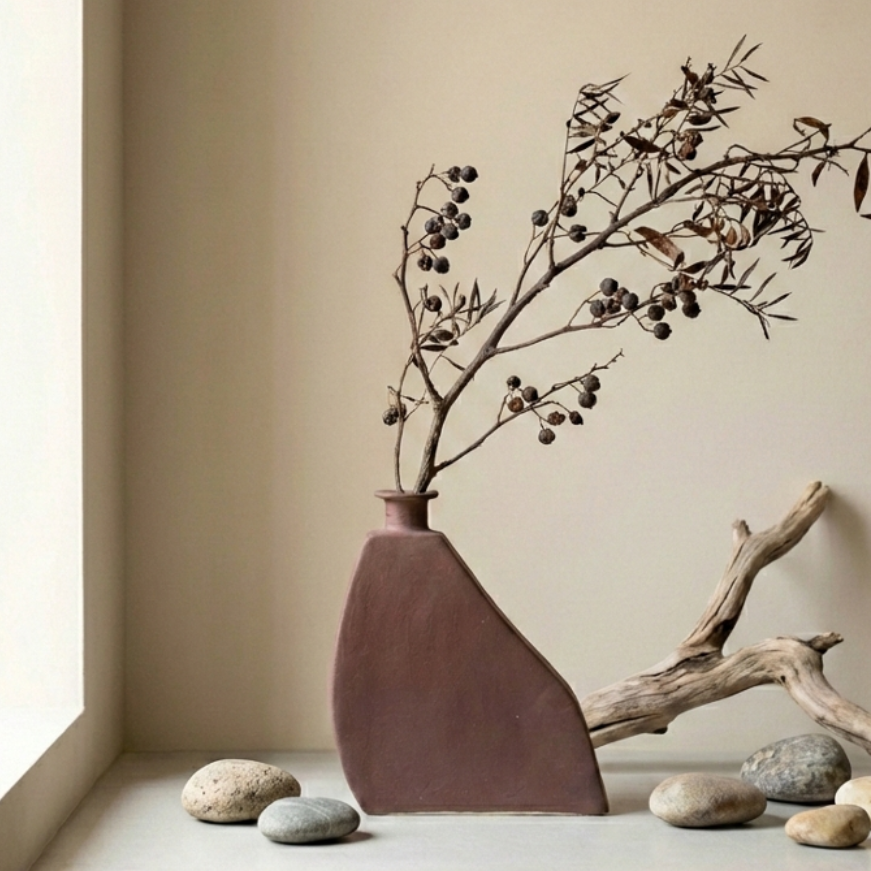 Urban Pause Flat Vase - BROWN