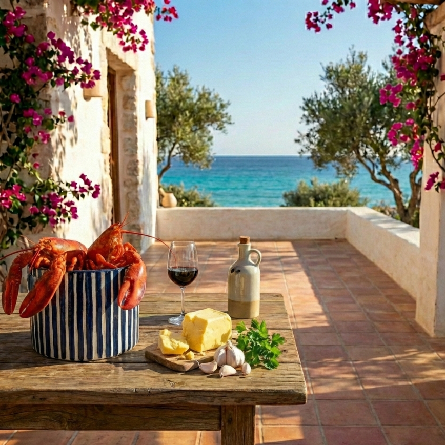 Blue striped vase/ serving bowl medium