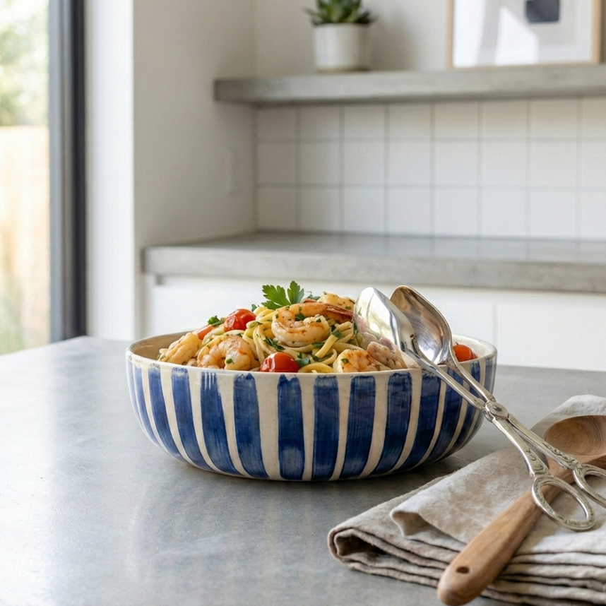 Blue Thick Stripes Bowl
