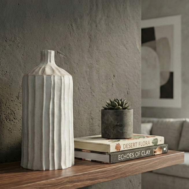 CREAM LINES - RIBBON VASE