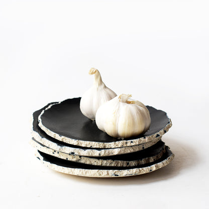Monochrome Jagged Canape plates (Set of 4)