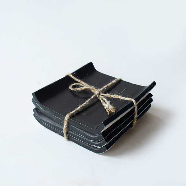 Monochrome Railroad Canape Plates ( set of 4)